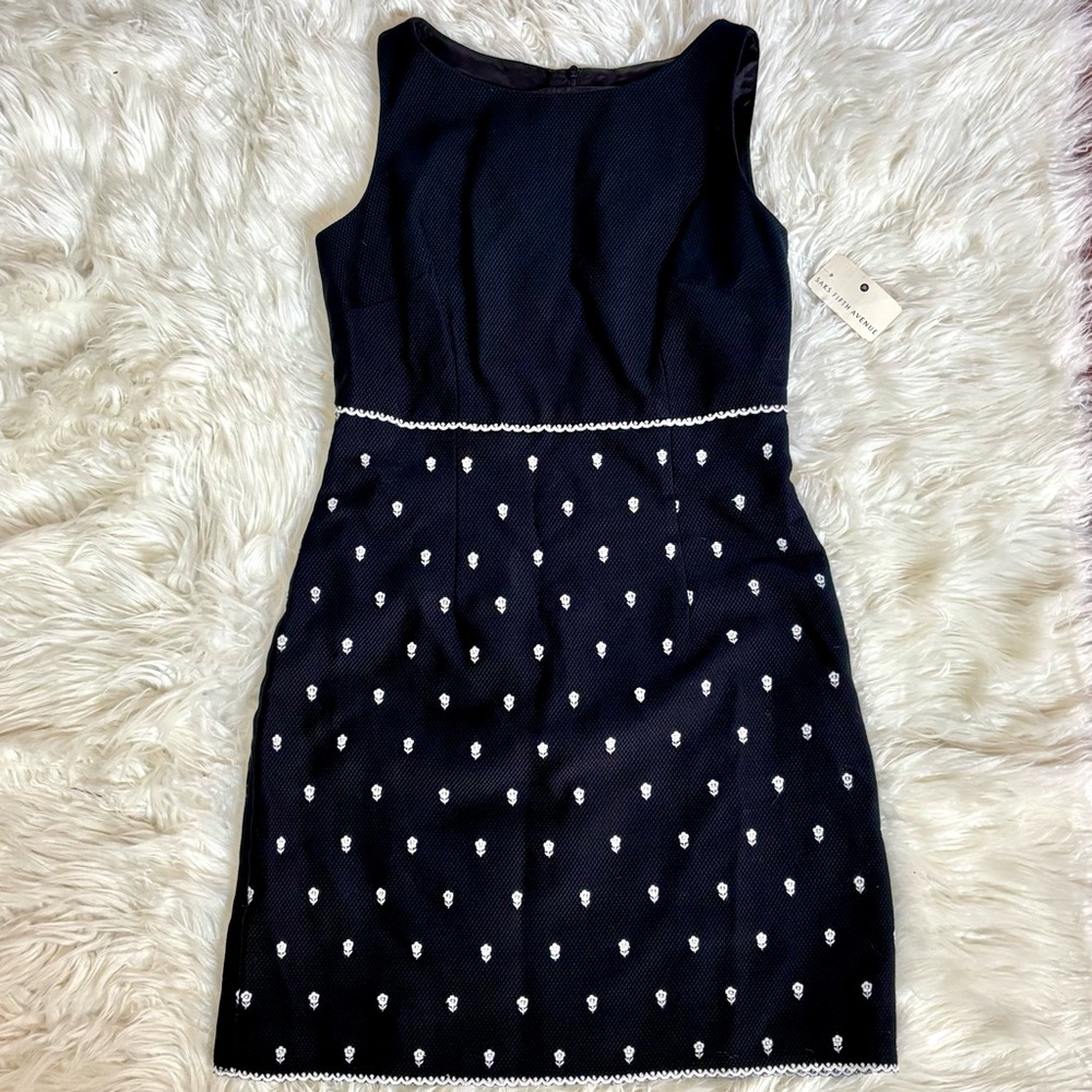 Laundry by Shelli Segal Black Sleeveless A Line Dress Flowers VTG 1995 Size 6